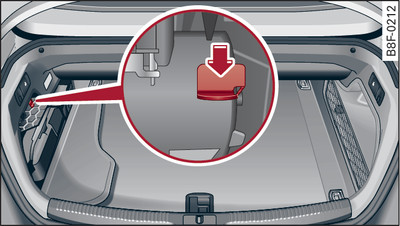 Luggage compartment: Manual release lever for the variable soft top storage box